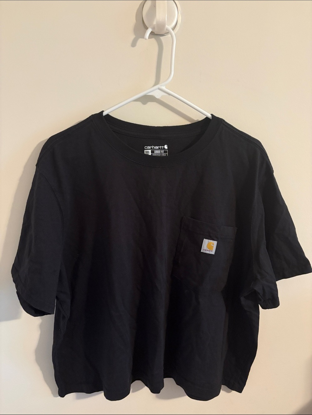 Carhartt Cropped Black Pocket Tee with Logo